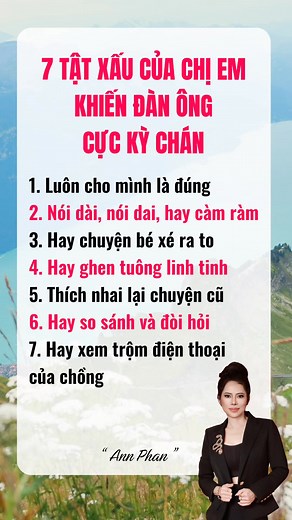 7 tật xấu của chi em khiến đàn ông cực kỳ chán #annphan #phattrienbanthan #hanhphuc #songtichcuc #baihoccuocsong #Songtichcucmoingay | Ann Phan