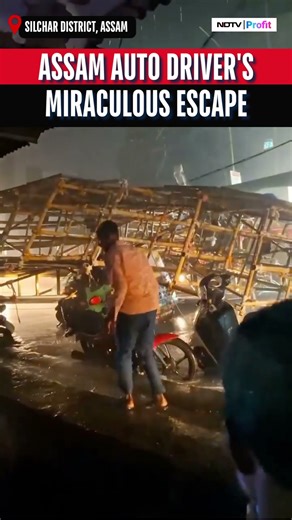CHILLING VIDEO: Hoarding Crashes On Auto In Silchar, Driver Closely Escapes Death