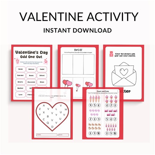 Valentine Activity Printable | Fun Valentine’s Day Worksheets | Valentine's Games & Maze Activities | Kids Classroom Games Activities - Etsy