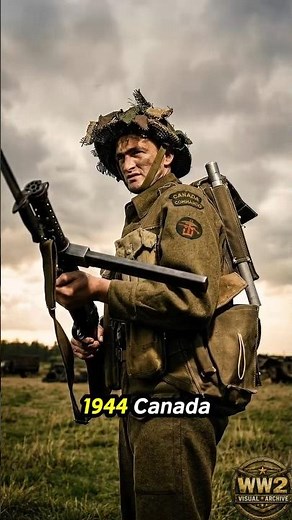 1944 Canada at War — Soldier with a Lanchester Submachine Gun