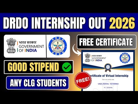 🔴Big Opportunity! 😱 DRDO Internship 2026 | Govt Certificate | Apply Fast 🔥