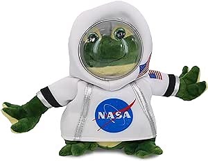 DolliBu Squat Frog Astronaut Plush Toy - Farm Life Astronaut Stuffed Animal with Space Helmet and NASA Astronaut Costume, Spaceman Doll Decor for Girls and Boys with Personalization - 10.5 Inch