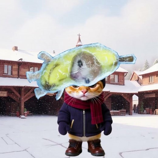 Banana Cat 🍌🐱 Freezes Outside ❄️🥶
