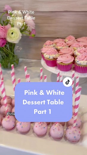 Loved making this sweet pink & white themed first birthday dessert table! 💗🤍💗 Here’s how I made the 4 cupcake designs and I’ll do a tutorial on the cake pops in Part 2. #cake #caketok #firstbirthday #desserttable #pinkandwhite #cupcakes #cupcaketutorials #learnontiktok #baking #cakepops #food #dessert #fyp