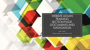 Web Admin Training 2: Section Page, Documents (Pages) and Navigation
