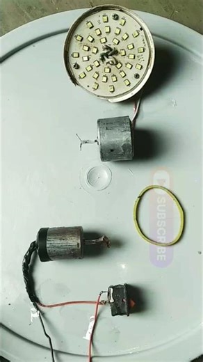 9V Motor Spins Another Motor to Light a Bulb! Rubber Band Power Test#dcmotor #tech #shorts