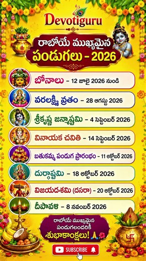 ✨ రాబోయే పండుగలు తెలుసుకోండి✨ #telugudevotional #bhakti