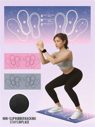 1pc 35x80cm (13.78x31.5 Inches) 1000GSM High Density Silica Gel Yoga Mat | Non-Slip, Wear-Resistant, Waterproof Fitness Training Mat | With Foot Position Guide Line, Suitable For Squats, Yoga, Strength Training | Fits Wooden Floor, Tile, Cement | Washable, Easy To Clean, High Rebound, Multi-Functional Home/Gym Exercise Mat | SHEIN