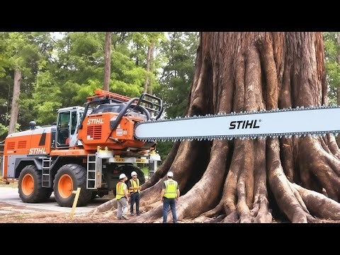 Extreme Heavy Chainsaw Cutting & Monster Stump Removal Excavators #2 l Giant Machines