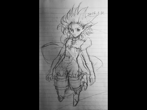 #鉛筆画 #マンガ動画 #絵 #エルフ #創作 #オリジナル #タイムラプス 創作キャラのアスティアスです（ハーフエルフ）