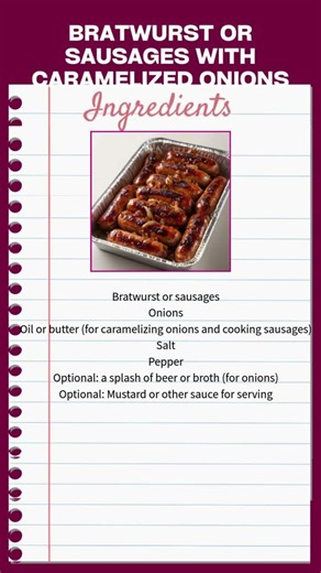 Bratwurst or Sausages with Caramelized Onions