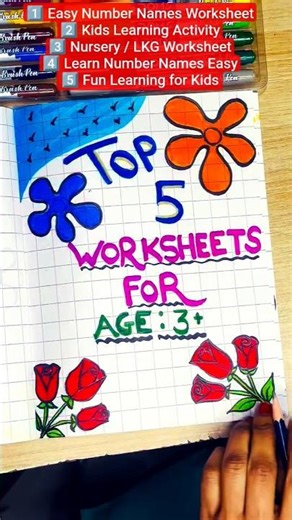Kids Number Names Worksheet | Easy Learning Activity for Nursery & LKG | Top Workbook Idea #kids