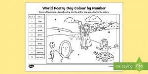 KS1 World Poetry Day Colour by Number