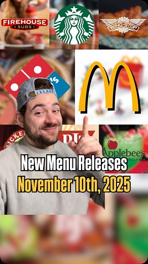 Here’s a list of new menu releases for fast food and sit down restraints for your week and beyond. McDonald’s new Zootopia 2 Happy Meal is here, Starbucks is bringing back two fan favorite holiday drinks starting December 2nd, BJ’s has two Pizookies (Dubai Chocolate and Cinnamon Pull-Apart), Firehouse Subs is launching a Gravy Extinguisher this Friday, Wingstop’s Fiery Lime flavor drops today, Domino’s has added a Spicy Chicken Bacon Ranch Pizza, and Applebee’s brings back $6 Sleigh Bell Sips. A