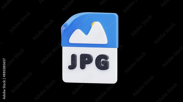 3D Animation of JPG File Format Stores Digital Images | Alpha Channel