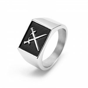 [Hot Item] Stainless Steel Antique Black Mens Ring Custom Logo Ring