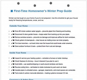 Winter Home Preparation Checklist: First-time Homeowner Guide (printable PDF) - Etsy