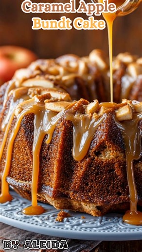 This Caramel 🍏 Apple Bundt Cake tastes just as good as it looks with sweet and tart apples, moist spiced cake and a bourbon caramel glaze ❤️ Ingredients For the Cake 3 cups all-purpose flour 1 tsp baking soda 1 tsp baking powder 1 tsp ground cinnamon ½ tsp ground nutmeg ½ tsp salt 1 ½ cups granulated sugar 1 cup vegetable oil 3 large eggs ⅓ cup applesauce (optional, keeps it extra moist) 1 tbsp vanilla extract 2 cups finely chopped apples (Granny Smith or Honeycrisp) 1 cup chopped pecans or wal