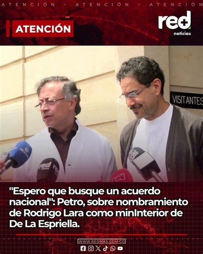 Gustavo Petro talks about the appointment of Rodrigo Lara as De La Espriella's Interior Minister