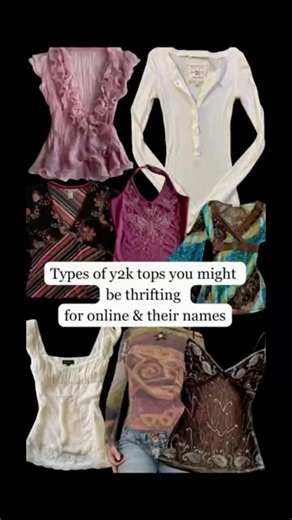 y2K tops & their names, for when you’re next thrifting online🛍️ #thrift # #thrifting #fashion #y2k