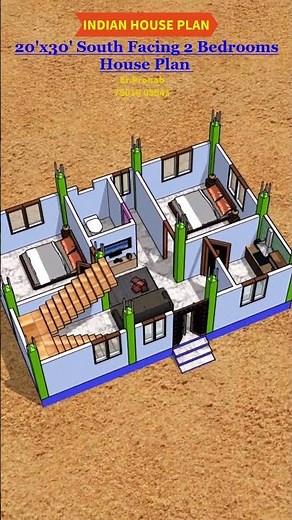 30x20 Detail Floor Plan with Furniture Placement #home #shorts #shortvideo #house #construction