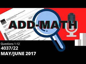 O-Level Add Math May June 2017 Paper 22 4037/22