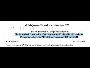 21MATCS41 SOLVED VTU MODEL QUESTION PAPER SET-1 | COMPLETE SOLUTION of Question Number 4 | Module 2