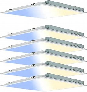 VocgoUU 6 Pack 2x2 LED Flat Panel Lights - Light Drop Ceiling 3000K 4000K 5000K and 20W 30W 40W Selectable, 0-10v Dimmable, 100-277Vac, ETL Listed