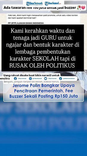 Jerome Polin Bongkar Upaya Pencitraan Pemerintah, Fee Buzzer Sekali Posting Rp150 Juta | Tribun Sumsel