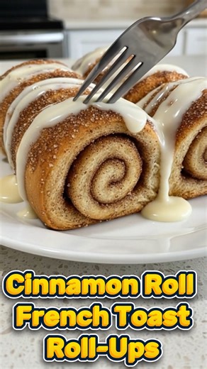 Cinnamon Roll French Toast Roll-Ups 🍥✨ These Cinnamon Roll French Toast Roll-Ups are crispy on the outside, soft and gooey in the center, and dripping with sweet vanilla glaze. They taste like a bakery-style cinnamon roll married the coziest homemade French toast. Save this one for weekend brunch, and tag a friend who would absolutely crush a plate of these. | Simple Dessert Recipes