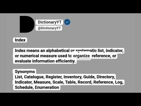 Index Synonyms | Thesaurus | Similar Words