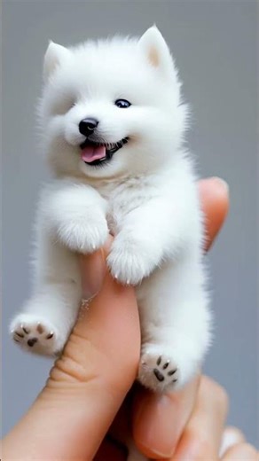 The Tiniest Toy Floof Ever #puppy #samoyed #toy