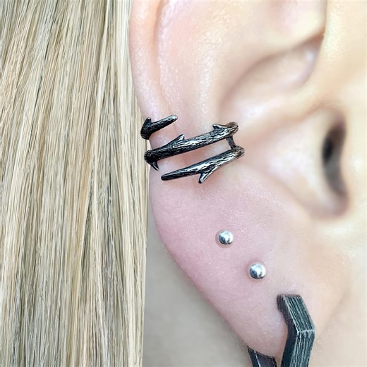 Thorn Ear Cuff: Oxidized Stainless Steel Twig, No Piercing - Etsy