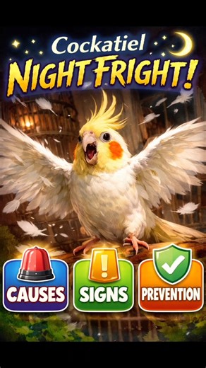 Why Cockatiels Panic at Night? 🕊🌙😨 | Night Fright #CockatielCare #NightFright #Shorts