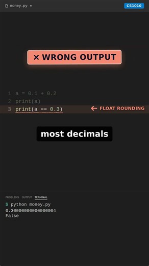 Python: why 0.1 + 0.2 is not 0.3 (CS1010)