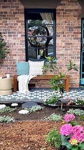 14K views · 50 reactions | Achieve tessellated tile look on a budget - here’s how: https://better-homes-gardens.visitlink.me/CJvUkl Our DIY editor, Tiff, recently moved into a Federation-era terrace with a front porch that was crying out for some love and colour. So she used paver paints and a stencil to transform a tired, cracked concrete slab into a welcoming front porch (without breaking the bank). | Better Homes and Gardens Australia | Facebook