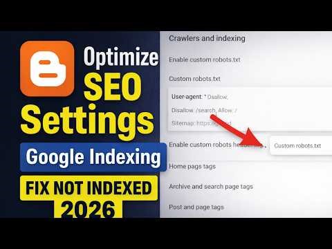 How To Optimize Blogger SEO Settings for Google Indexing (Fix Not Indexed 2026)