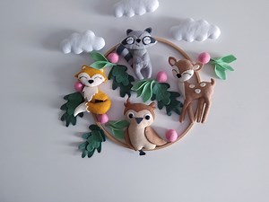 Woodland Baby Mobile: Handmade Felt Animals Nursery Decor - Etsy UK