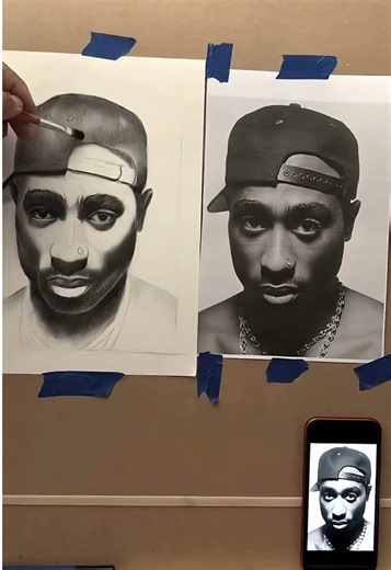 Still my favorite Tupac Drawing I have done out of the collection 🌹🥀🕊️ #tupac #2pac #portraitdrawing #portrait #charcoaldrawing