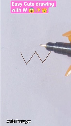Super Easy Cute Drawing With W 👑 #shorts #drawing #diy#alphabetdrawing #crown #art #craft #kidsart