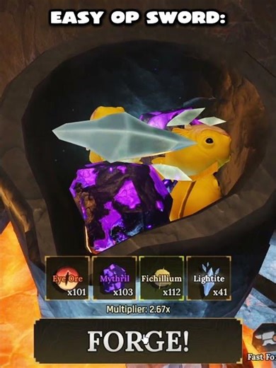 Easy Overpowered Sword Recipe in The Forge #roblox #theforge