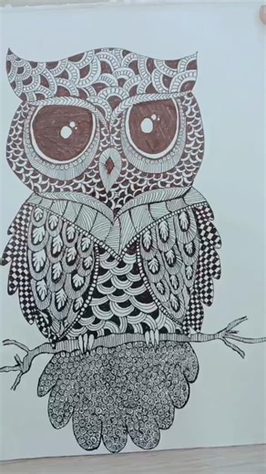 “Incredible Owl Zentangle Art 🦉✨ | Satisfying Pen Drawing #Shorts”