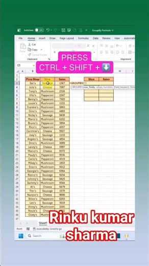 Excel GROUPBY tutorial #excel #sorts #rinkukumarsharma