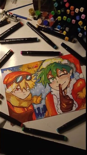 Christmas special drawing।।।MHA deku and bakugo fan art #shorts