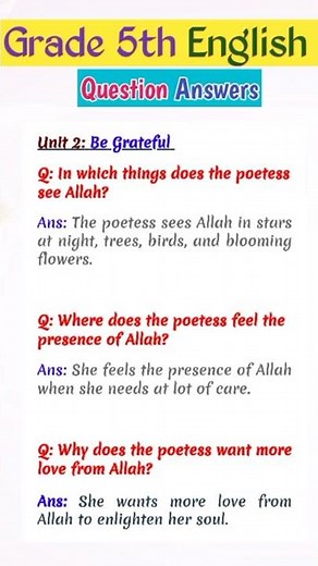 SNC English Grade 5 | Unit 2 | Question Answers