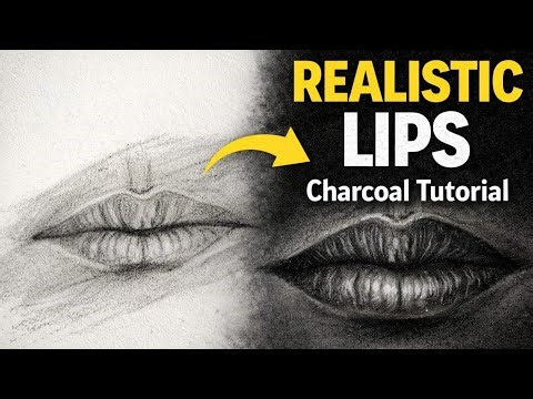 How to Draw Realistic Lips | Charcoal Drawing Step by Step
