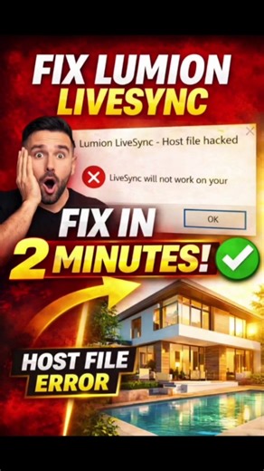 Fix Lumion LiveSync Not Working FAST (2‑Min Host File Fix!) #lumion #shorts #sketchup #livesync