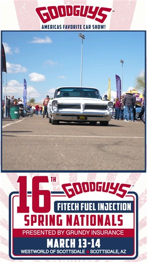 We are heading to the desert 🏜️ Goodguys 16th FiTech Spring Nationals presented by Grundy Insurance cruises into Scottsdale March 13–14, and it’s full-throttle fun from start to finish. 🏁 Goodguys AutoCross action featuring the G-Comp by Speedway Motors Spring Shootout on Saturday 🛻 Squarebody Syndicate GM Truck Get-Together ⚡ Nitro Thunderfest presented by Summit Racing 🔥 Top Secret Jet Car Performs Friday & Saturday 🚗 Thursday Hot Rod Cruise ⚙️ Swap Meet, Cars 4 Sale Corral, Vendor & Manu
