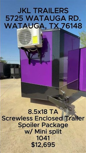 2026 New 8.5x18 TA Screwless Enclosed Trailer | Blackout | Spoiler Package | Mini Split | $12,695