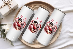 Romantic Couple 20oz Skinny Tumbler, Valentine's Day Gift for Her, Love Heart Design Travel Mug, Anniversary Gift for Wife, Cute Couple Cup - Etsy